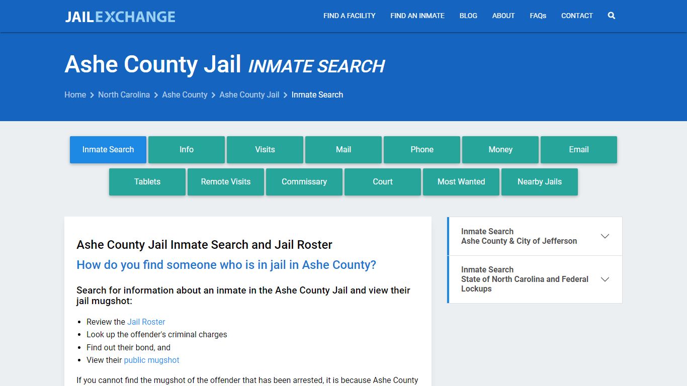 Inmate Search: Roster & Mugshots - Ashe County Jail, NC